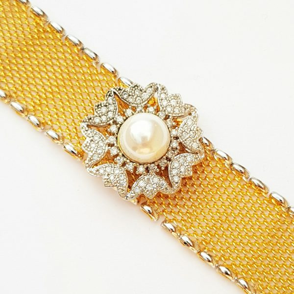 American Diamond Pearl Flower Bracelet - B2919