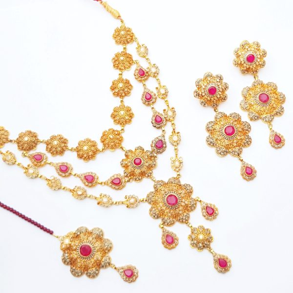 Antique Gold Semi-Precious Bridal Set - NS126