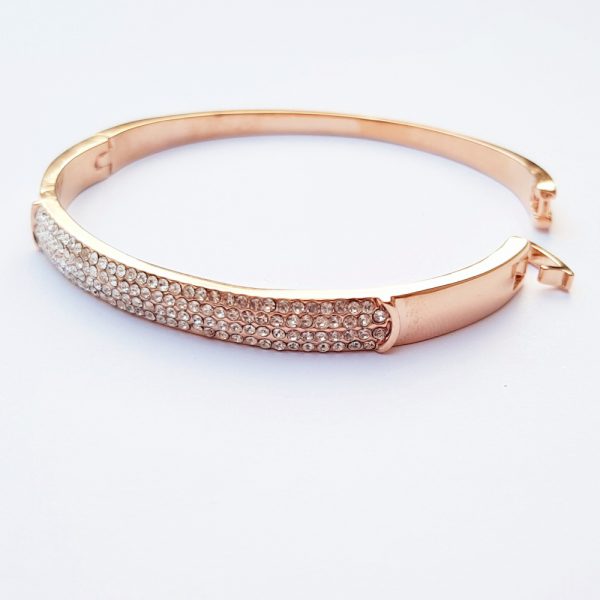 Rose Gold Bangle with Crystal Cluster - B1012RG