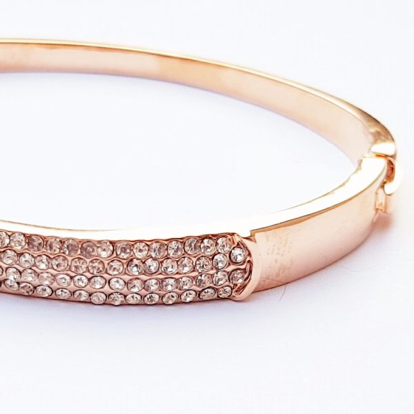 Rose Gold Bangle with Crystal Cluster - B1012RG