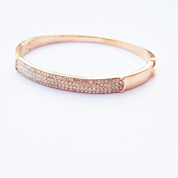 Rose Gold Bangle with Crystal Cluster - B1012RG