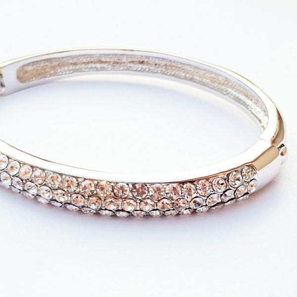 Silver Bangle with Crystal Cluster - B1008