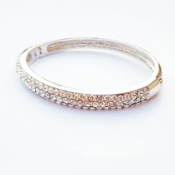 Silver Bangle with Crystal Cluster - B1008