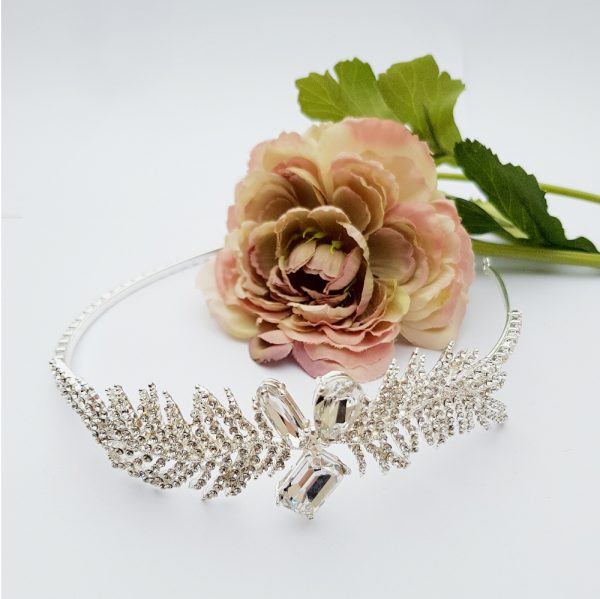 Feather Style Silver Crystal Headband