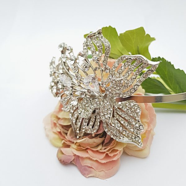 Floral Crystal Tiara - Silver