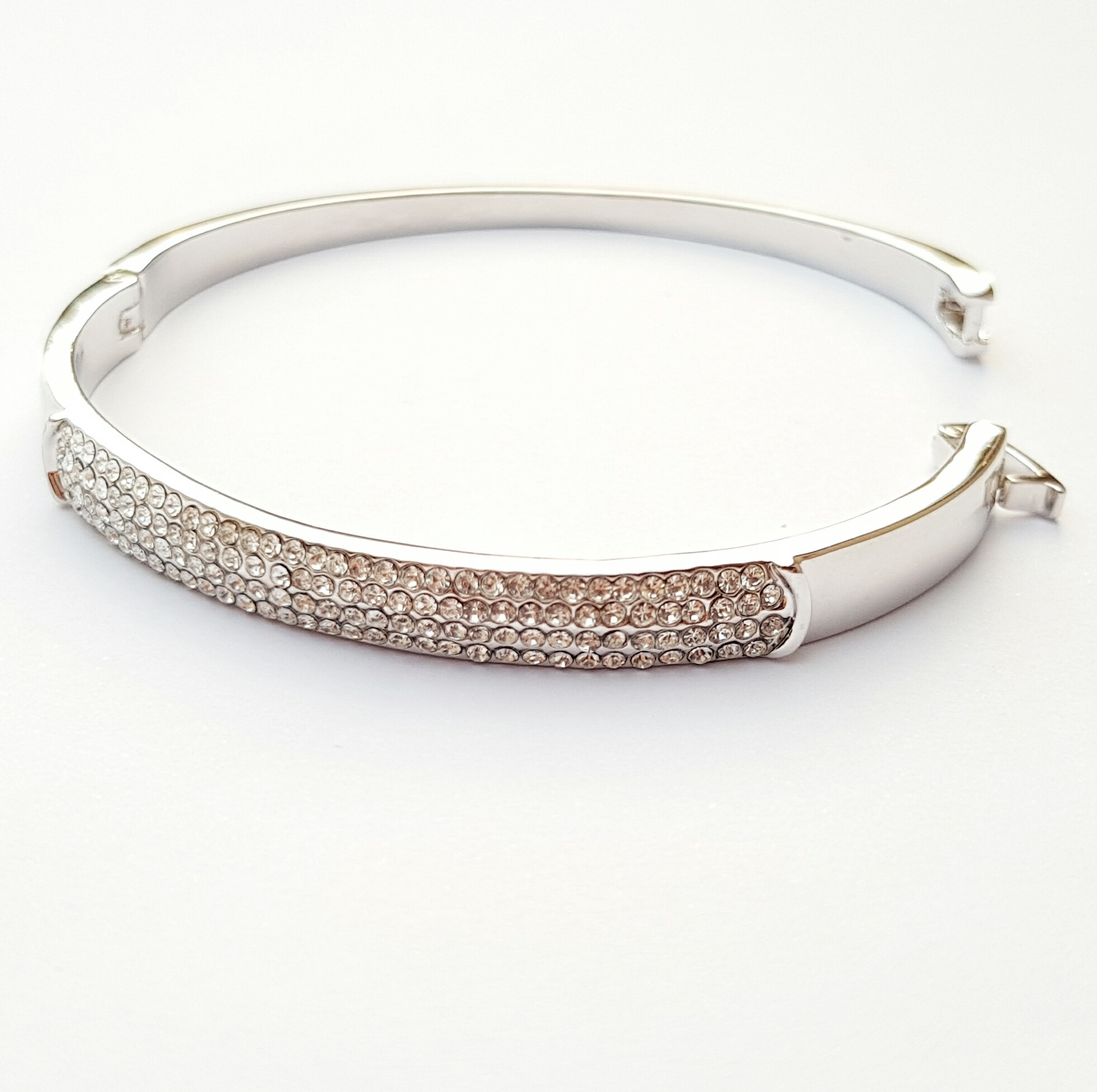 4 row clear crystal cluster silver bangle - Siamaa Boutique